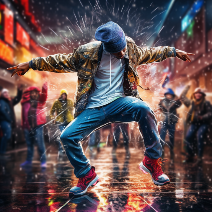 Turntable and headphones representing a hip-hop music station