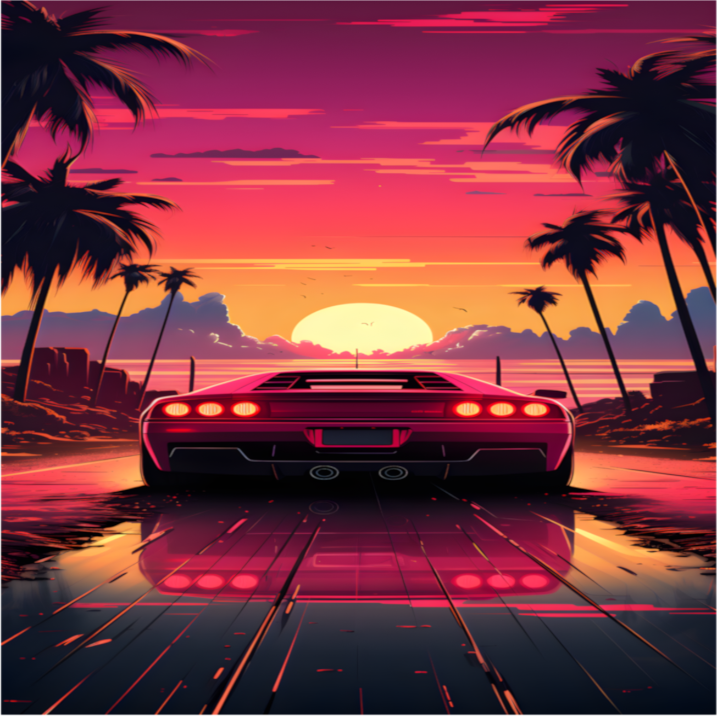 Cityscape at night for a late-night music station