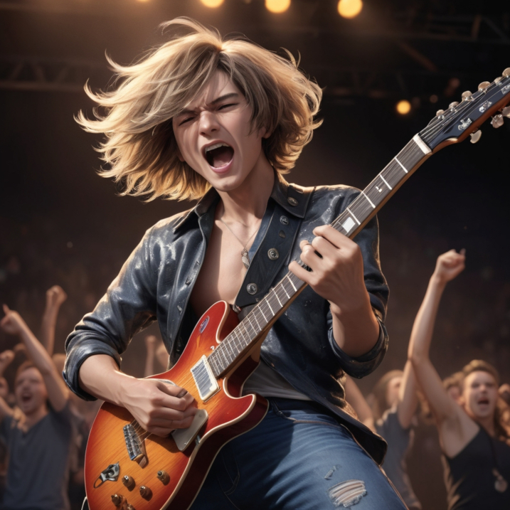 Electric guitar on stage for a rock music station